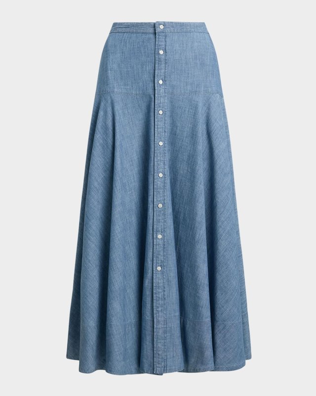 Cotton Chambray Maxi Skirt